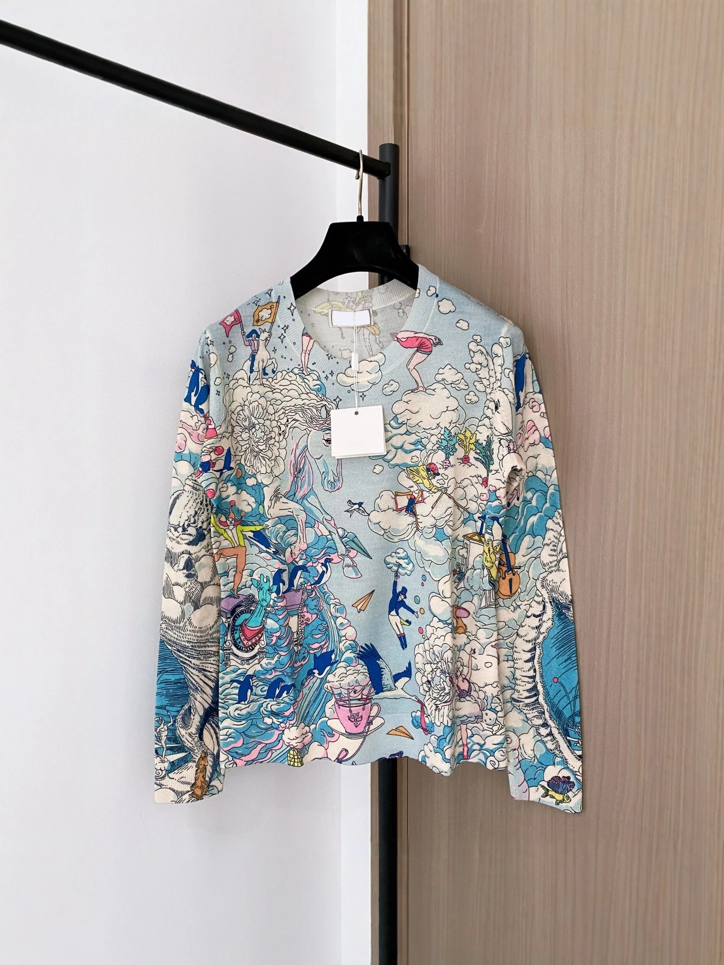 

Autumn Winter Women's Knitted Woolen Long Sve round Ne Base irt Soft Comfortable Casual Sle Faionable Print Design