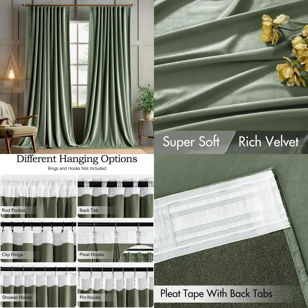 

Бархатные шторы Sage Green 84 — 2-компонентные плиссированные шторы для роскошной комнаты, затемняющие в спаленях и гостиных