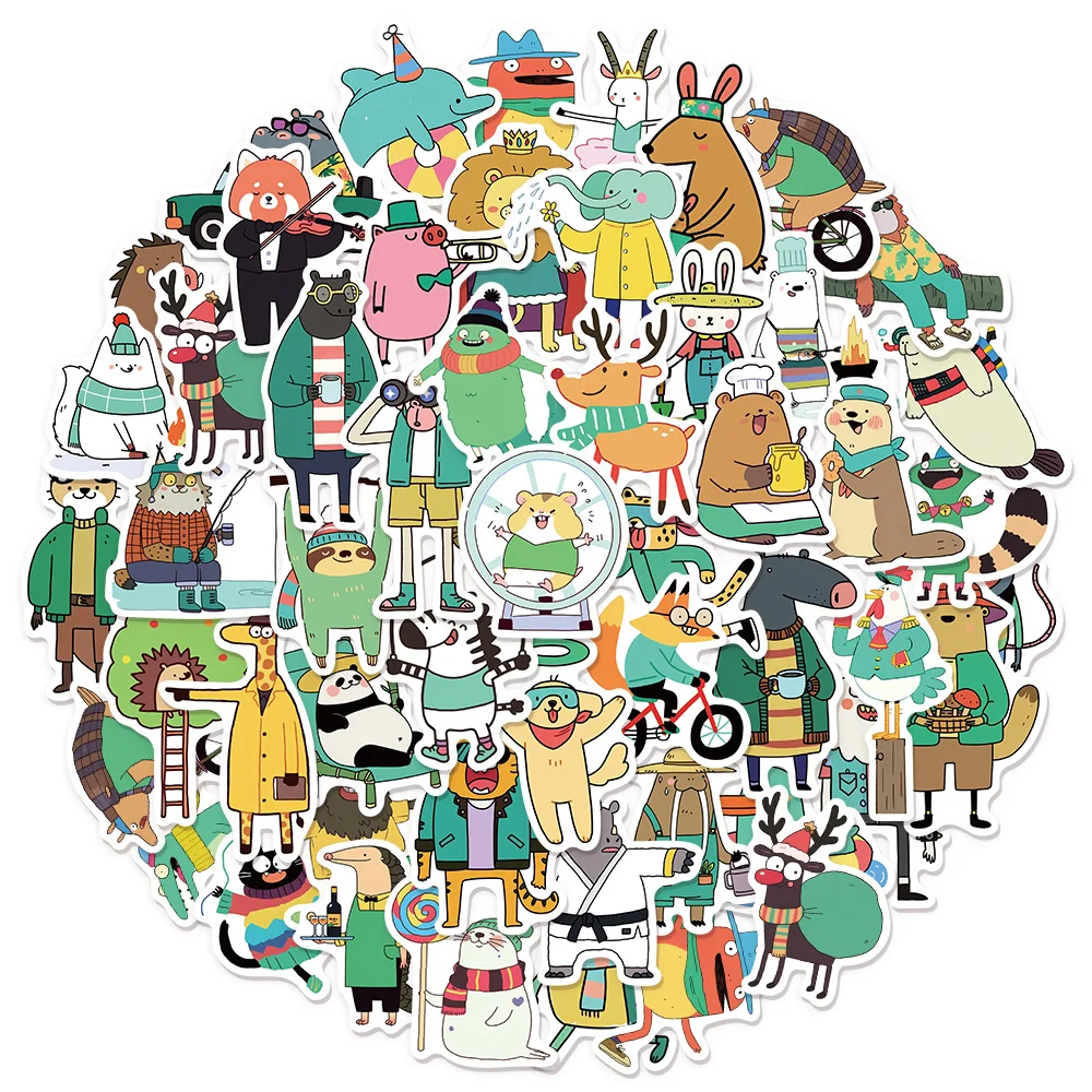 

50 шт., креативные забавные персонажи животных, клип-арт, водонепроницаемые наклейки, сделай сам, багаж, ноутбук, динамик, наклейки для скейтборда