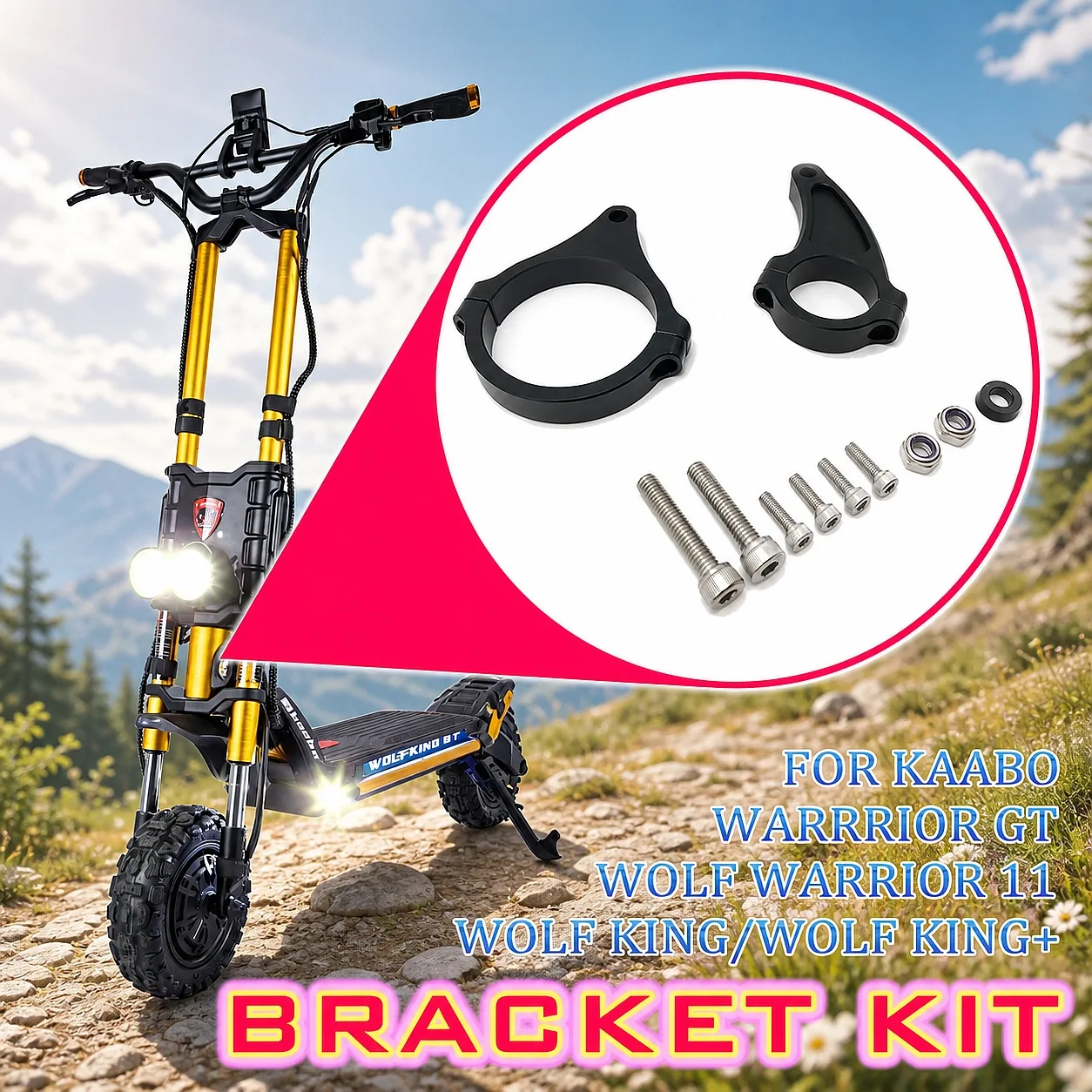 Kaabo Wolf Warrior 11 Wolf King/Wolf King+ Warrior GT Electric Scooter Damper Bracket - Increase High Speed Stability Safety