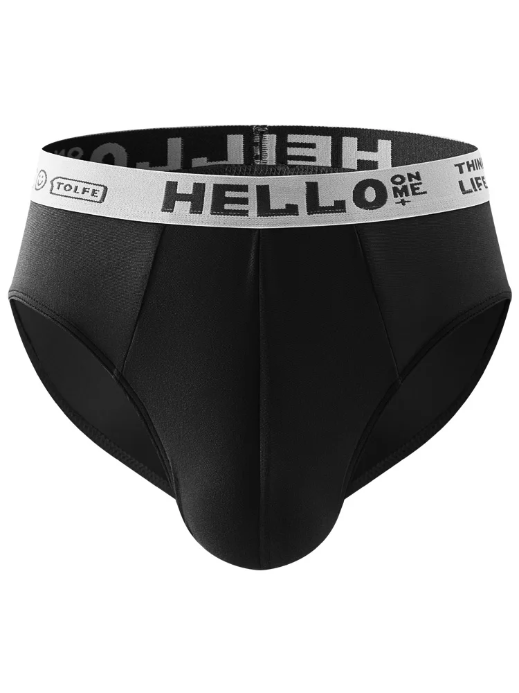 6Pcs Men's Silky Milk Silk Briefs 3 Colors 2 Each HELLO Letter Waistband Soft Breathable All-Season Daily Underwear Set