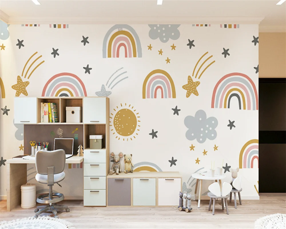 beibehang Customized Environmental Protection Cloud Stars Children's Room Girls Boys Bedroom Kindergarten Wallpaper papier peint