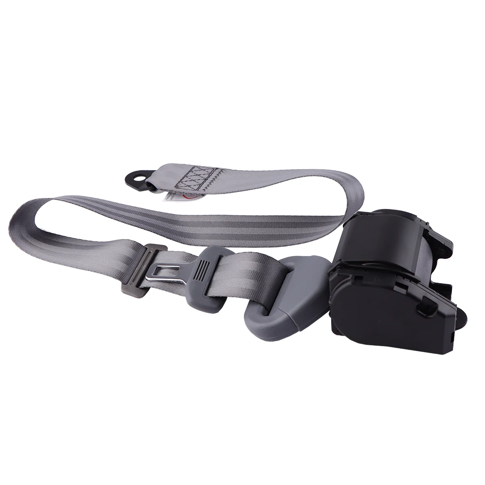 3 Points Adjustable Car Seat Belt Lap Belt Retractable Safety Strap Set Auto Safety Belts Emergency Lock with Alarm Sensor Grey