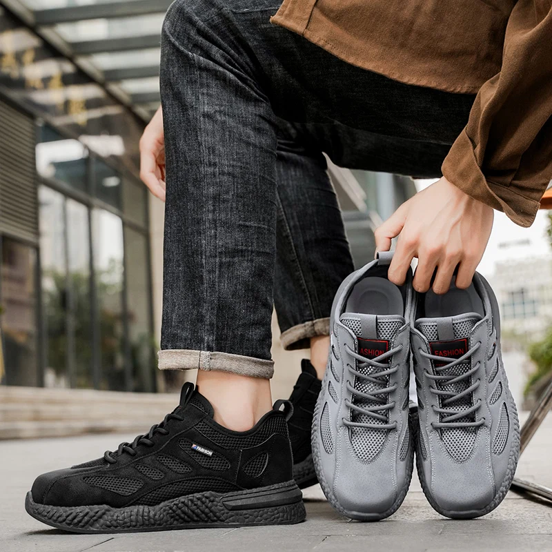 

Летняя рабочая обувь с защитой. Дышащая легкая защитная обувь. Рабочие мужские кроссовки со стальным носком.