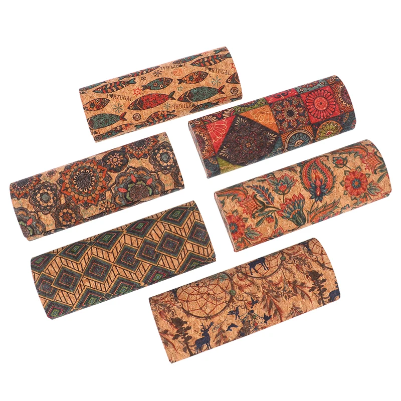 Japan Style Pressure-Resistant Antique Cork Mural Retro Glasses Case Portable Magnetic Myopia Storage Sunglassex Box For Unisex