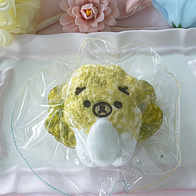 Food Grade Green White Cabbage Bear Squishy Squeeze Toy Soft Slow Rebound Stress Release Kawaii Novelty Fidget Toy For Children