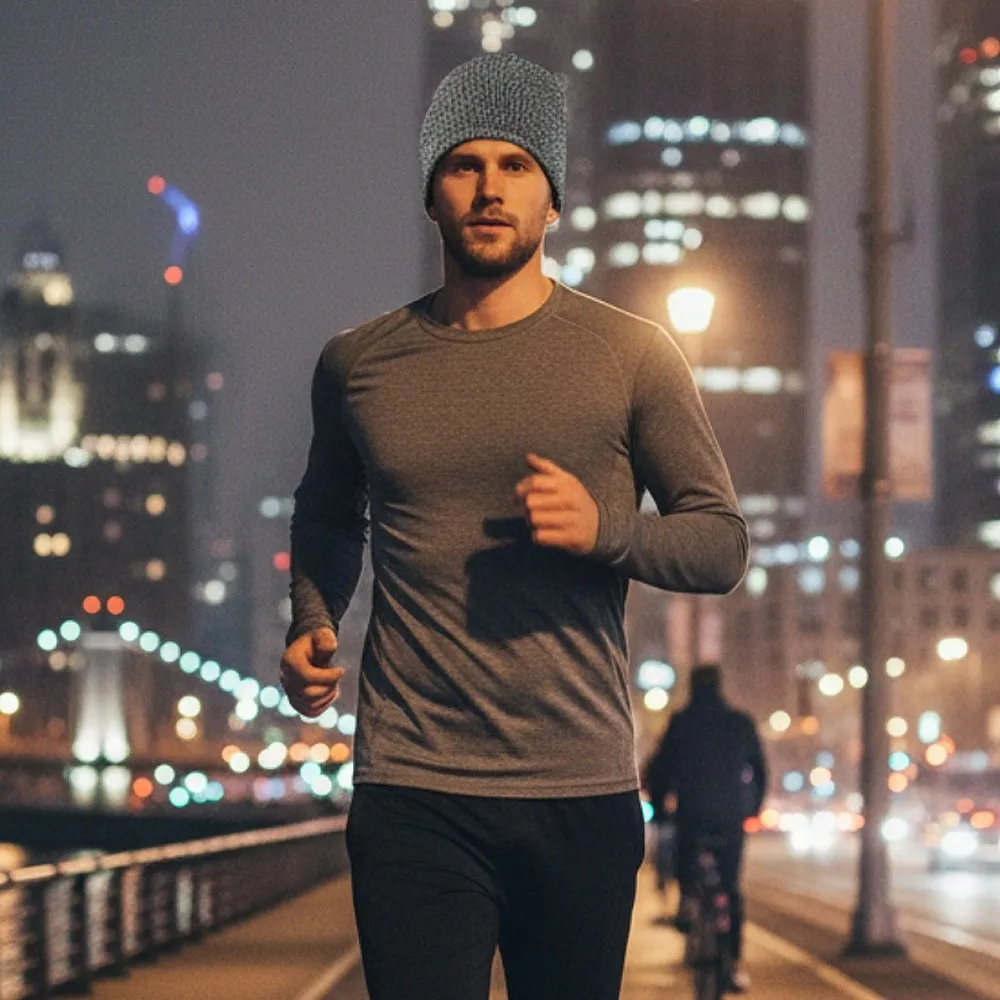 Street Style Night Reflective Hat Solid Color Warm Night Jogging Cap Fleece Lined Warning Beanies Cap