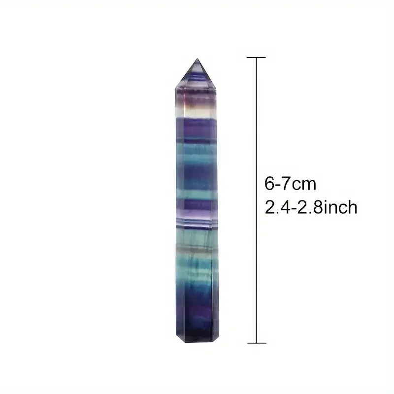 1pc Natural Fluorite Crystal Colorful Striped Fluorite - 1.57-2.76inch Quartz Crystal Stone Point Hexagonal Wand