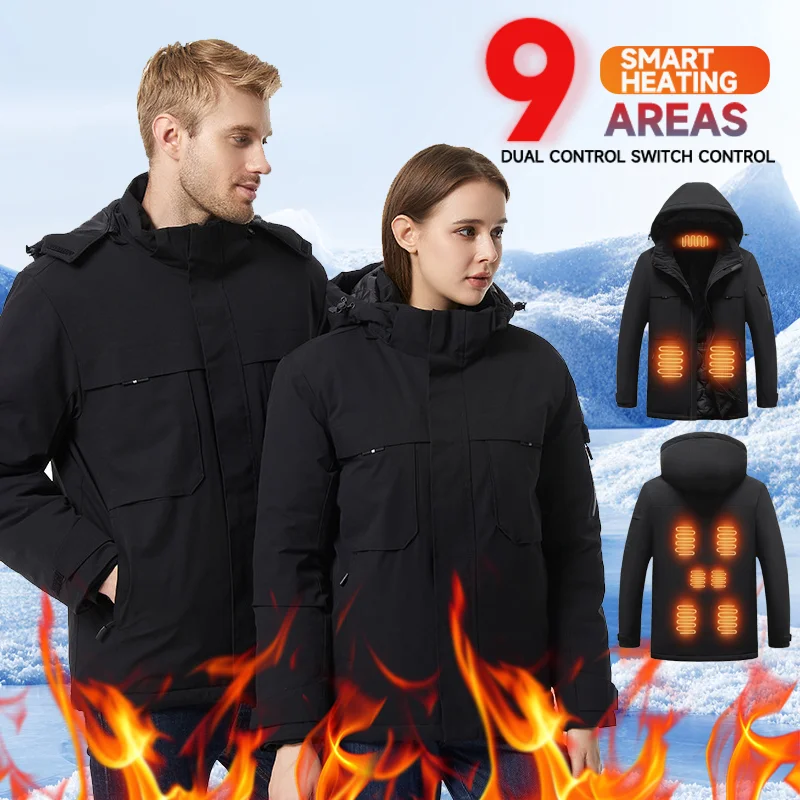 

Winter jacket heating jacket warm cold-proof clothing men's and women's mountaineering clothing 9-zone USB electric heating