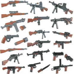 WW2 Figure Soldier Weapons Guns Military Building Blocks MG34 Submachine Gun Sniper Rifle 98K Pistol Mini Bricks Kids Toys Gifts