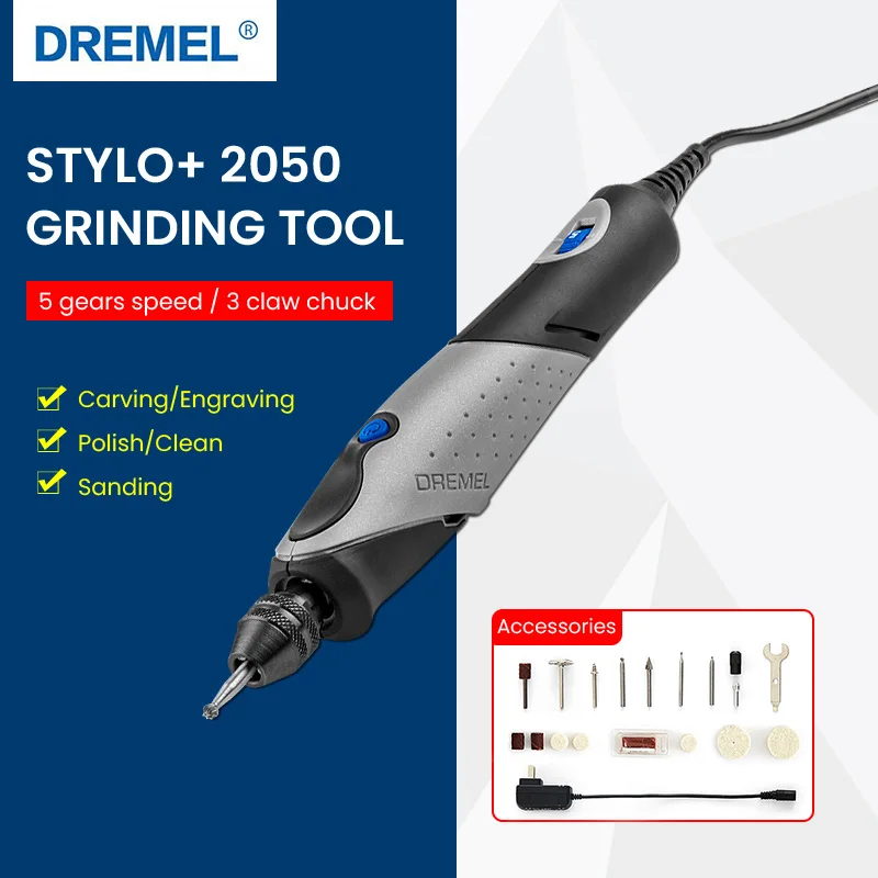 Dremel Stylo+ 2050 N-15 Mini Electric Grinder Carving Pen Multifunctional Electric Engraving Pen 5 Gears Speed 100-240V DIY Tool