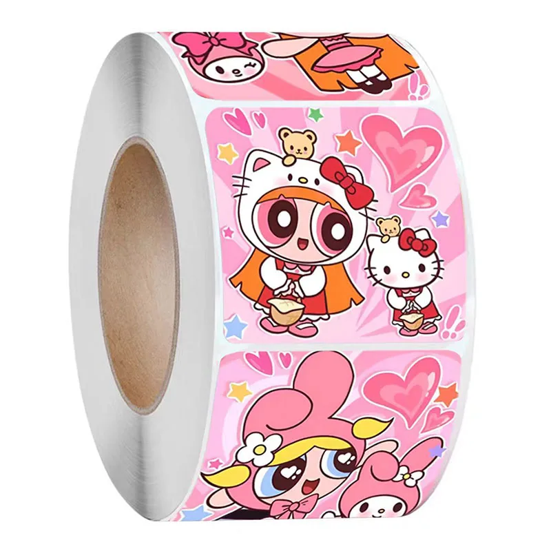 500PCS Powerpuff Girls Stickers kawaii Cartoon anime figure image Envelope Sealing Children\'s Reward Cup book Decoration Sticker