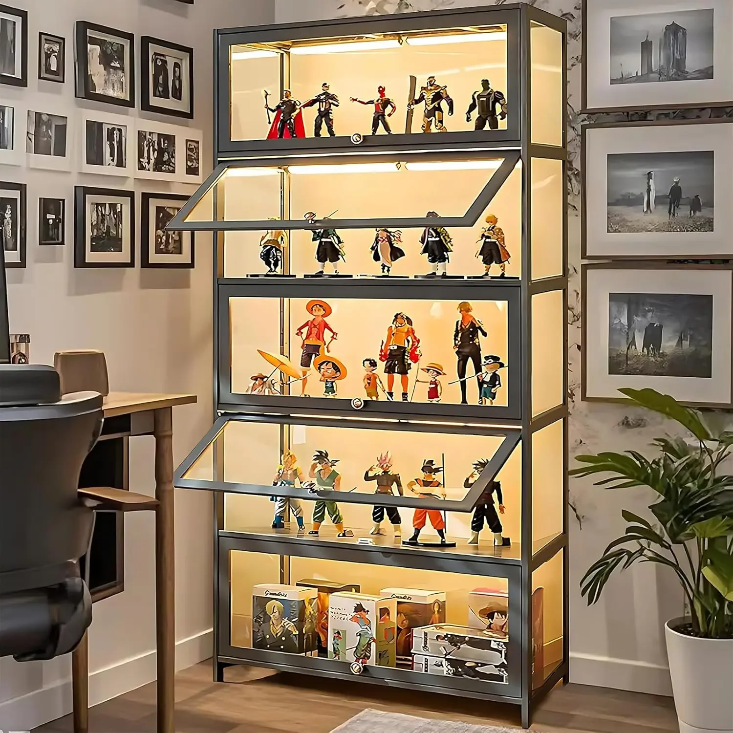 Curio Display Cabinet, Storage Shelves with Acrylic Door, Collectibles Toy Organizers Rack & Display Shelf, Display Case