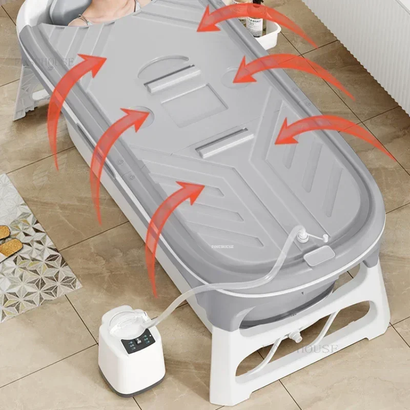 Multi-functional Folding Bathtub with Fumigation Instrument Plastic Portable Bathtubs for Adults Household Adult Bathtub for Spa