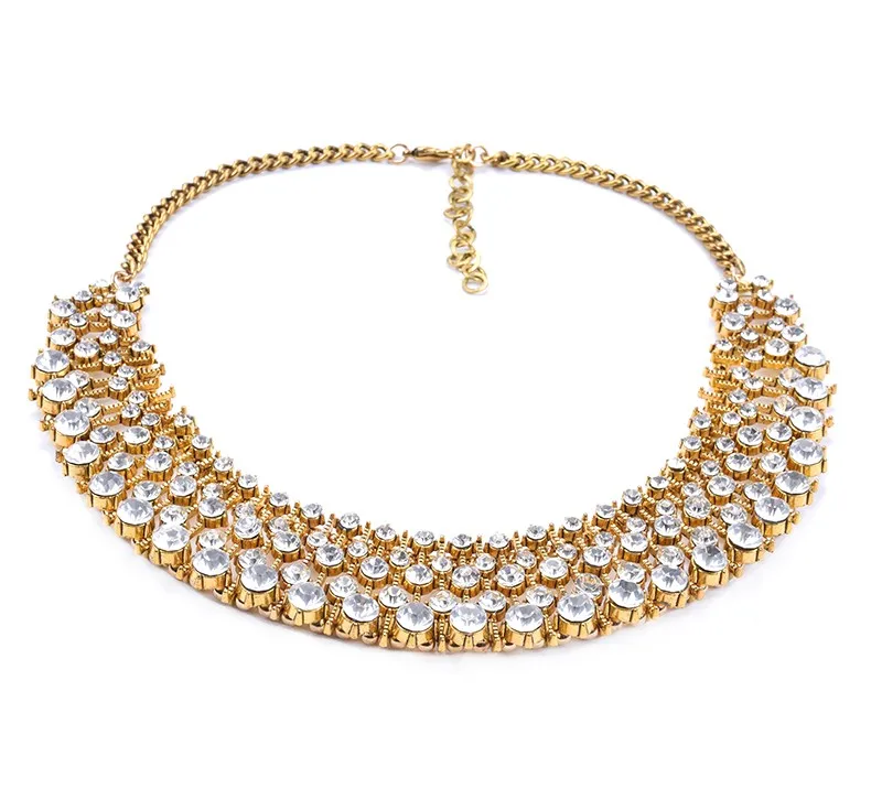 ZA Statement Large Crystal Collar Necklace Women Fashion Ethnic Vintage Big Choker Necklace Jewelry Woman