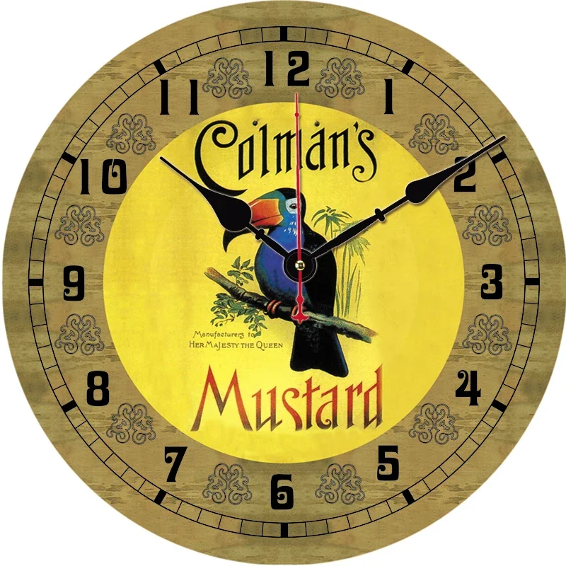 Retro Bird Kitchen Round Wall Clock Large Dinning Restaurant Cafe Decorative Wall Clock Silent Non-Ticking Nice For Gift