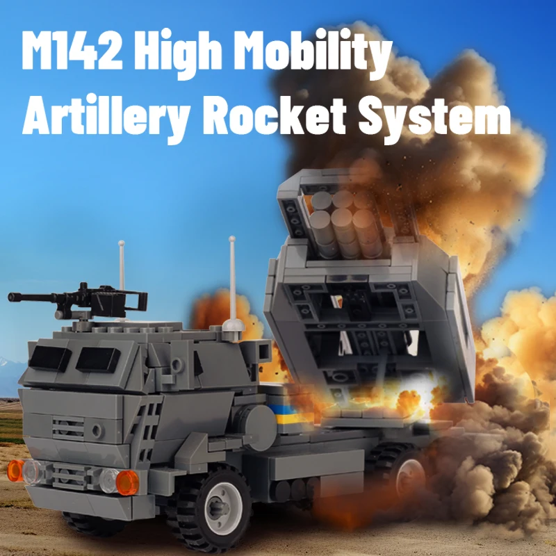 

Modern Mliatry US Army Wheeled Launch Vehicle HIMARS Building Blocks M142 High Mobility Artillery Rocket Mini Model Brick Toys