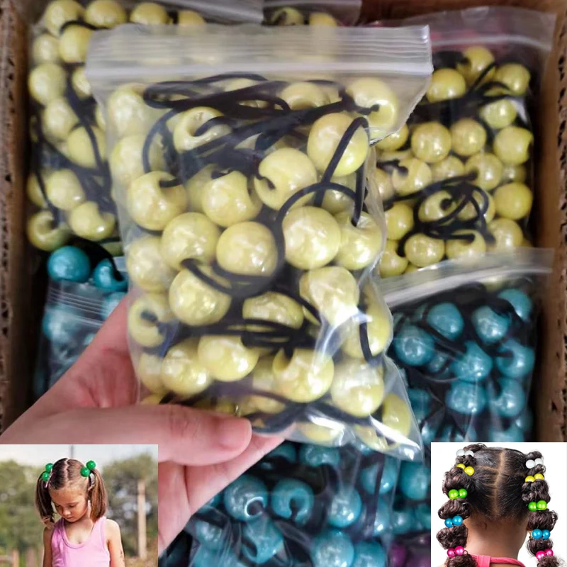 

20 шт., резинки для волос с двойными шариками, держатели для хвоста с пузырьками, разноцветные эластичные аксессуары в ассортименте для детей, девочек, женщин