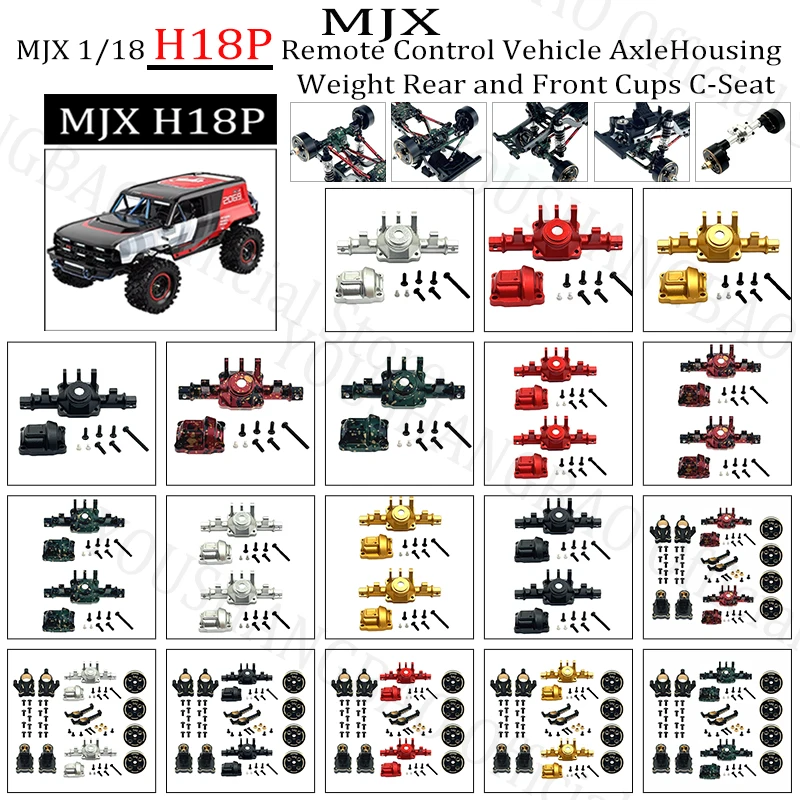 Kit de Mejora Metálico para Vehículo a Control Remoto MJX1/18 H18P - Chasis, Contrapeso, Copas Delanteras y Traseras, Asiento en C, Kit de Ejes Delantero y Trasero