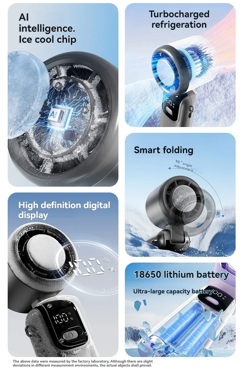 JPNPL 4000mAh Hanging Ice Pack Handheld High-speed Fan Folding 100 Speed Infinitely Adjustable Fan Portable For Outdoor Neck