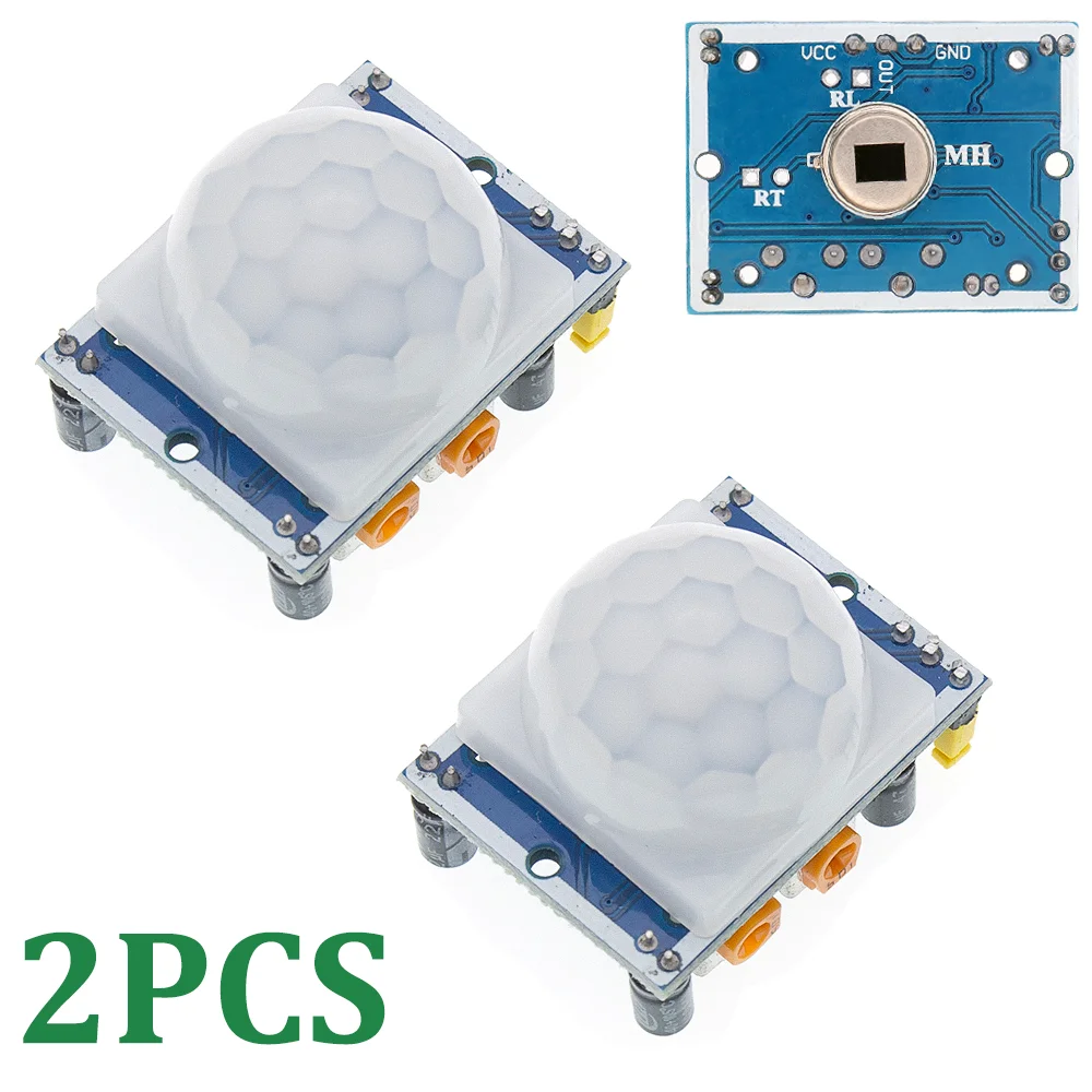 2PCS PIR Sensor HC-SR501 Adjust IR Pyroelectric Infrared Motion Detector Module For Raspberry Pi Sensing Human Bod