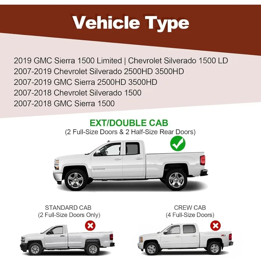 لوحات تشغيل كابينة مزدوجة 6 بوصات لسيارة تشيفي سيلفرادو جي إم سي سييرا 20072018 1500 2019 المحدودة LD و 20072019 2500HD 3500HD مع #2