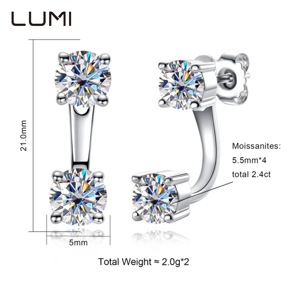 

OL Style Detachable Adjustable Eardrop 5.5mm Moissanite 925 Silver Anniversary Earrings for Unisex Gift Lab Diamond