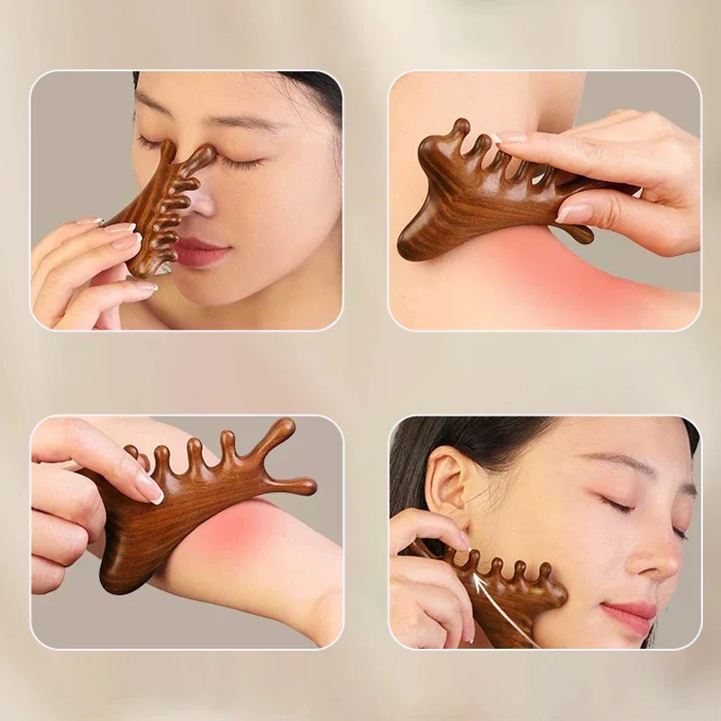 

Multifunctional Meridian Wooden Massage Head Health Comb Sandalwood Large Wide Tooth Guasha Point Comb