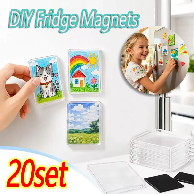5~20Set Rectangle DIY Acrylic Magnet Kit Refrigerator Magnet for Home Decoration Custom Photos Postcard Handmade Crafts Gifts