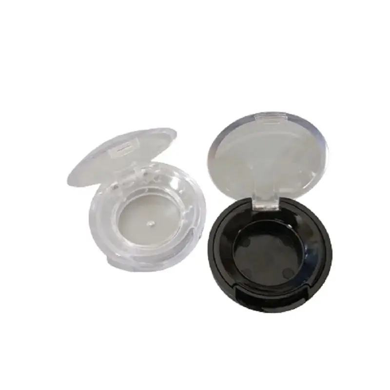 50pcs Mini Black Plastic Eye Shadow Box 19mm Round Cosmetic Packaging Container Empty Clear Makeup Blush Lipstick Sample Case