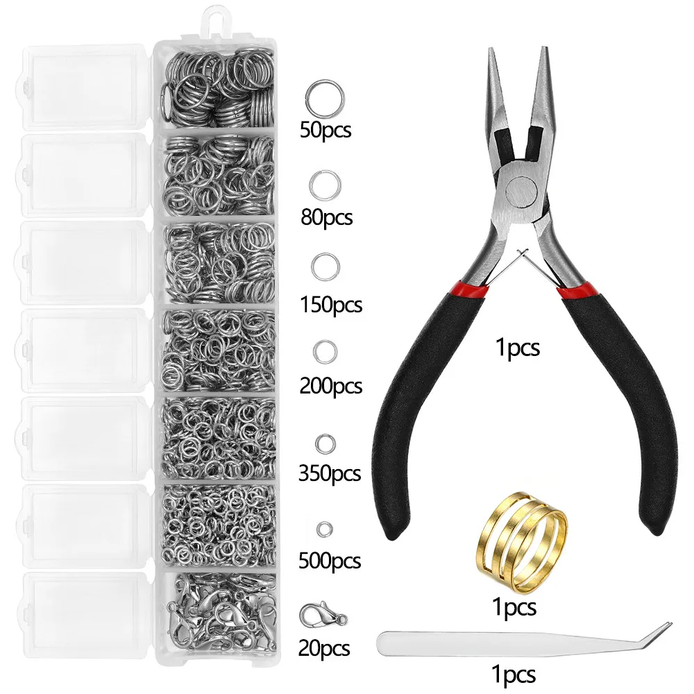 1350pcs Open Jump Rings Jewelry Pilers Lobster Clasps Connectors Findings for DIY Earrings Jewelry Making Accessories