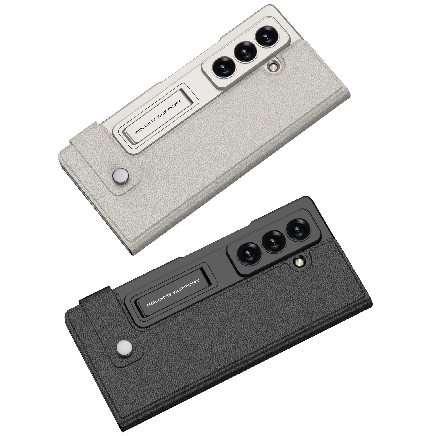 حافظة لهاتف سامسونج جالاكسي Z فولد 7 فاخرة من جلد البولي يوريثان ومحفظة للبطاقات وغطاء خلفي واقٍ لهاتف سامسونج Z Fold 7