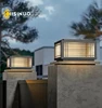 태양열 구동 포스트 라이트 방수 야외 정원 조경 램프 울타리 게이트 12월을 위한 에너지 효율적인 사각 황혼에서 새벽까지 센서 4