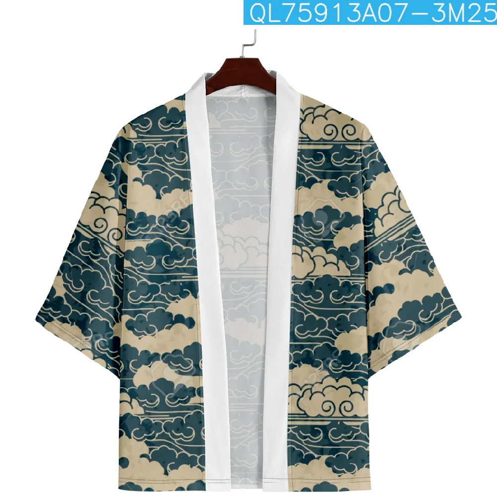 Oversized Print Cardigan Women Men Japanese Kimono Harajuku Cosplay Shirts Yukata Haori Plus Size 6XL 5XL