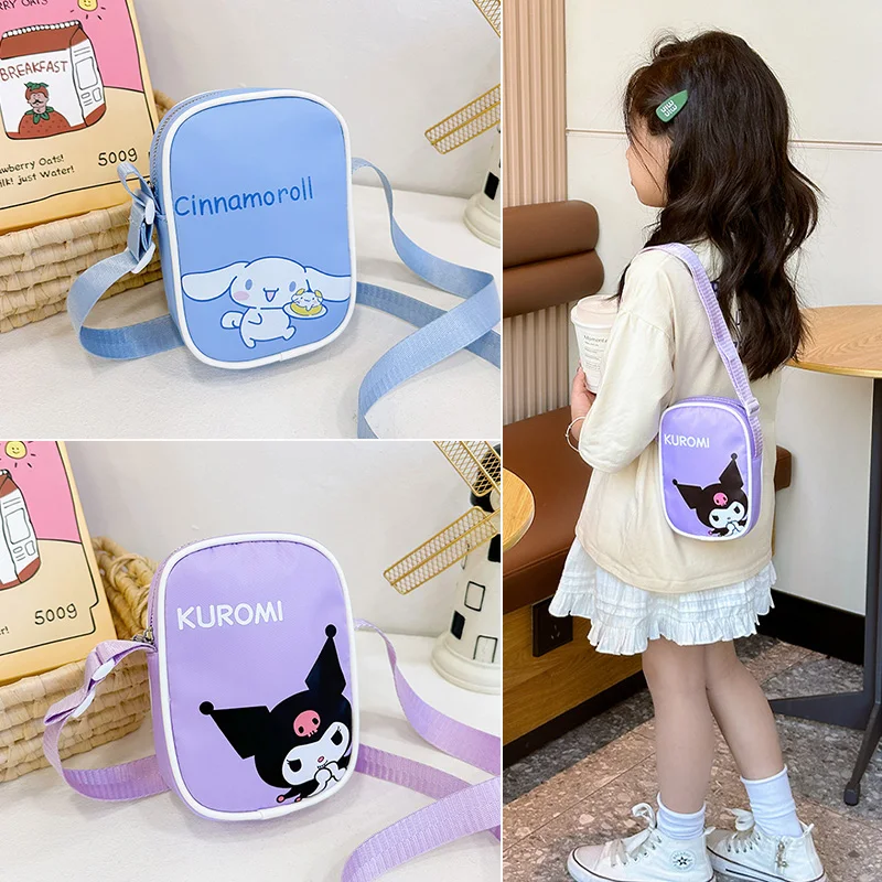 Sanrio Crossbody Bag Cinnamoroll Chest Bag Kuromi My Melody Coin Purse Hello Kitty Hangyodon Shoulder Bag Makeup Pouch Girl Gift