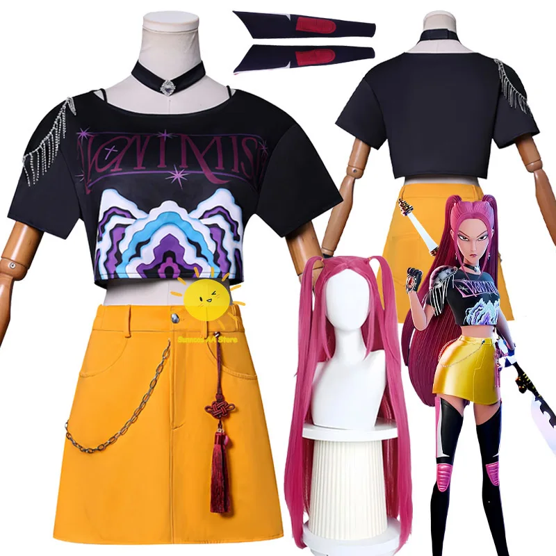 

Anime K-Pop Demon Hunters Cosplay Mira Cosplay Costume Tops Skirt Socks Gloves Mira Suits Wig Halloween Carnival Cos Adult Women