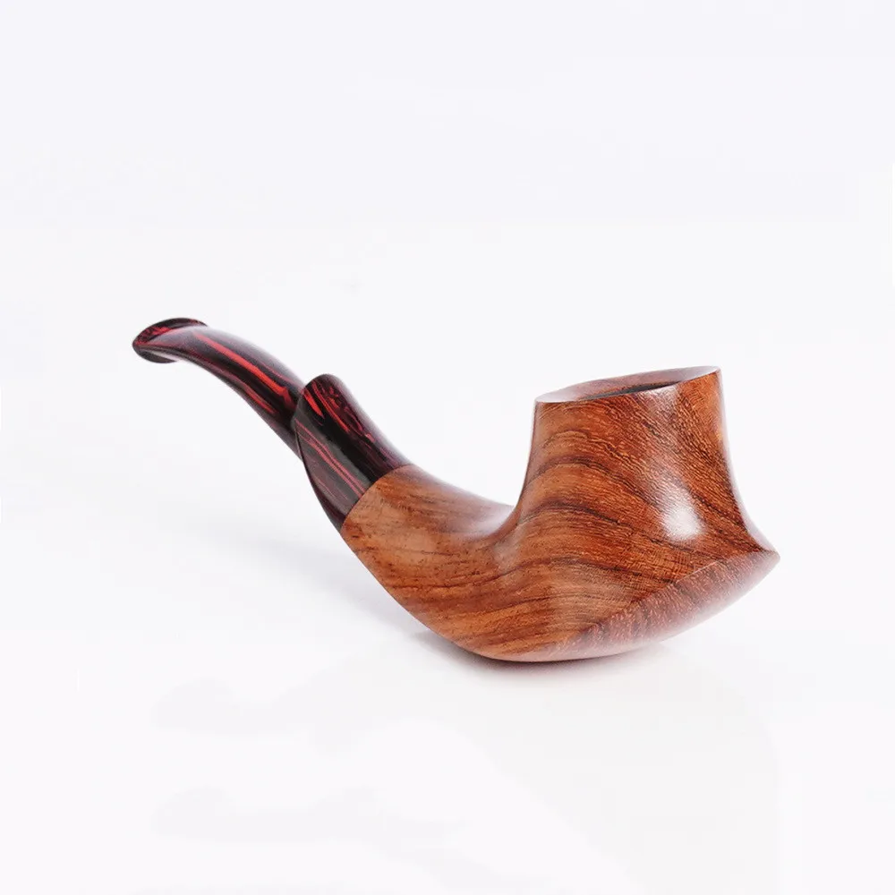 Tobacco Rosewood Solid Wood Pipe 3mm Channel Acrylic Curved Handle Hammer Pipe Gift