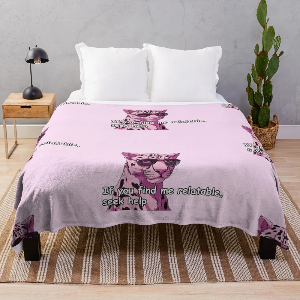 

Pink jaguar with sunglasses meme quote Throw Blanket for sofa Baby Blankets