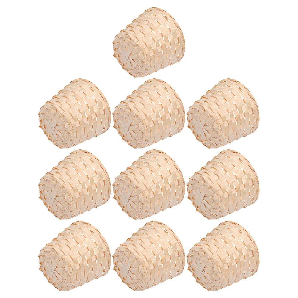 

10Pcs Handwoven Bamboo Flower Basket Woven Storage Basket Organizer Lightweight for Crafts Party Favor Snack Storage Rustic Home