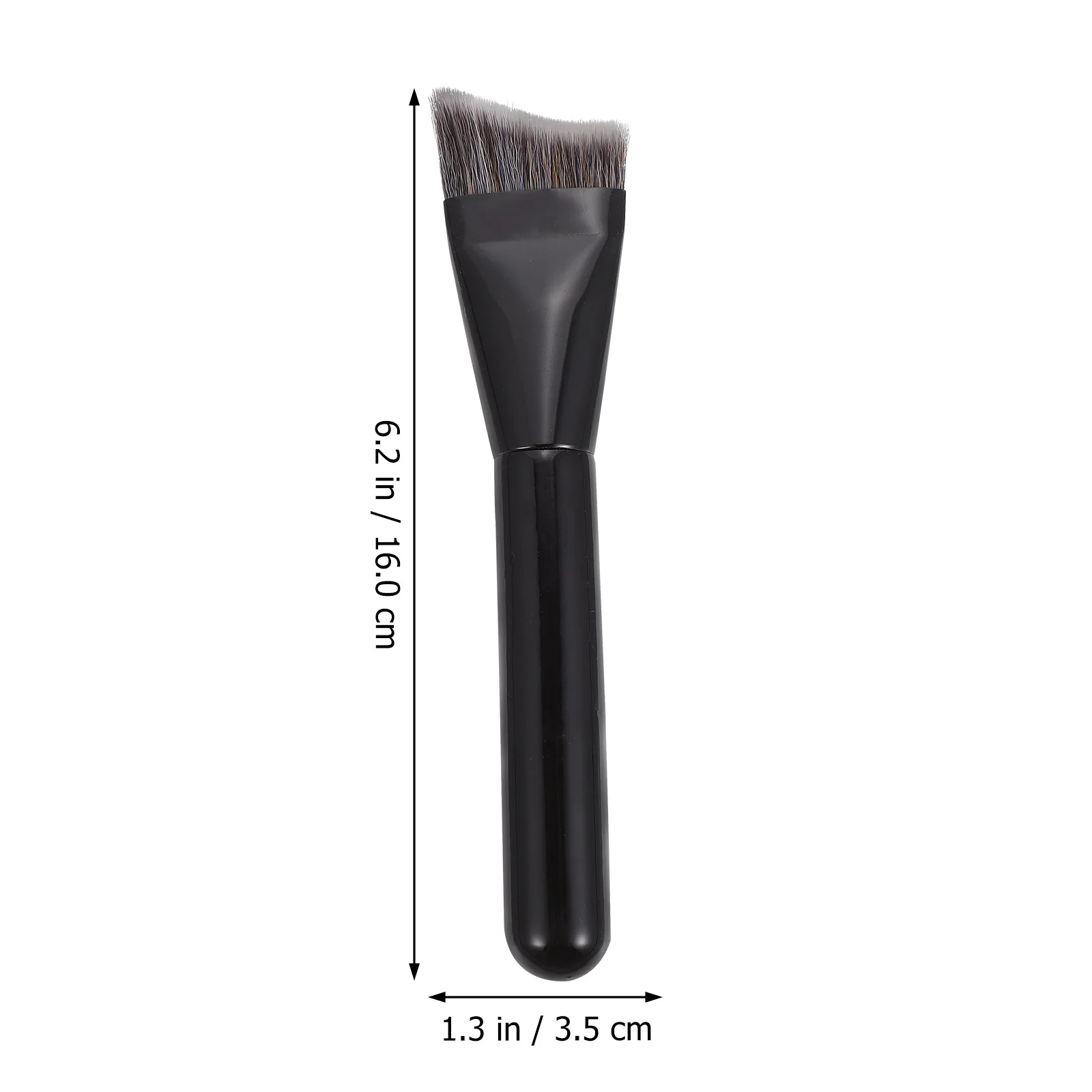 Brocha para base de maquillaje, herramienta de contorno en forma de V negra, diseño curvo profesional para sombra de nariz y cara, mango de madera, 1 ud.