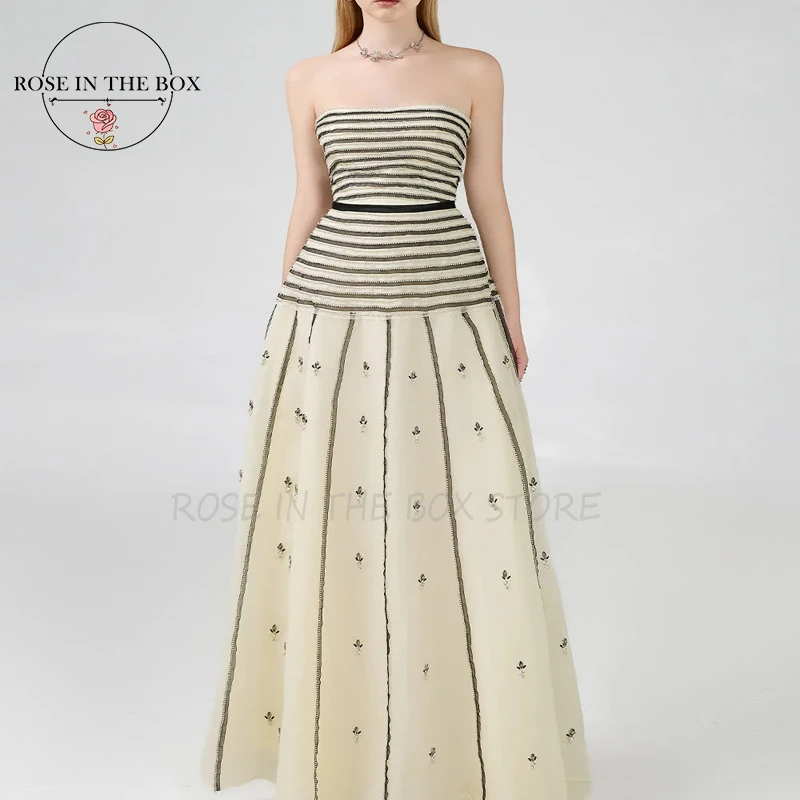 فساتين سهرة فاخرة بدون حمالات من ROSEINTHEBOX 2025 بأحجار رقيقة للنساء على شكل حرف a فستان رسمي للحفلات الراقصة حسب الطلب #5