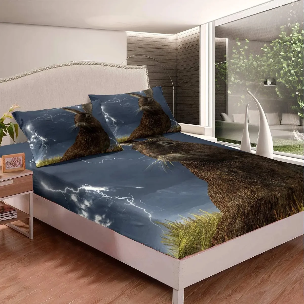 Grassland Rainbow Bed Sheet Set Natural Scenery Fitted Sheet King Full Size Landscape Bedding Set For Child Adult Bedroom Dorm