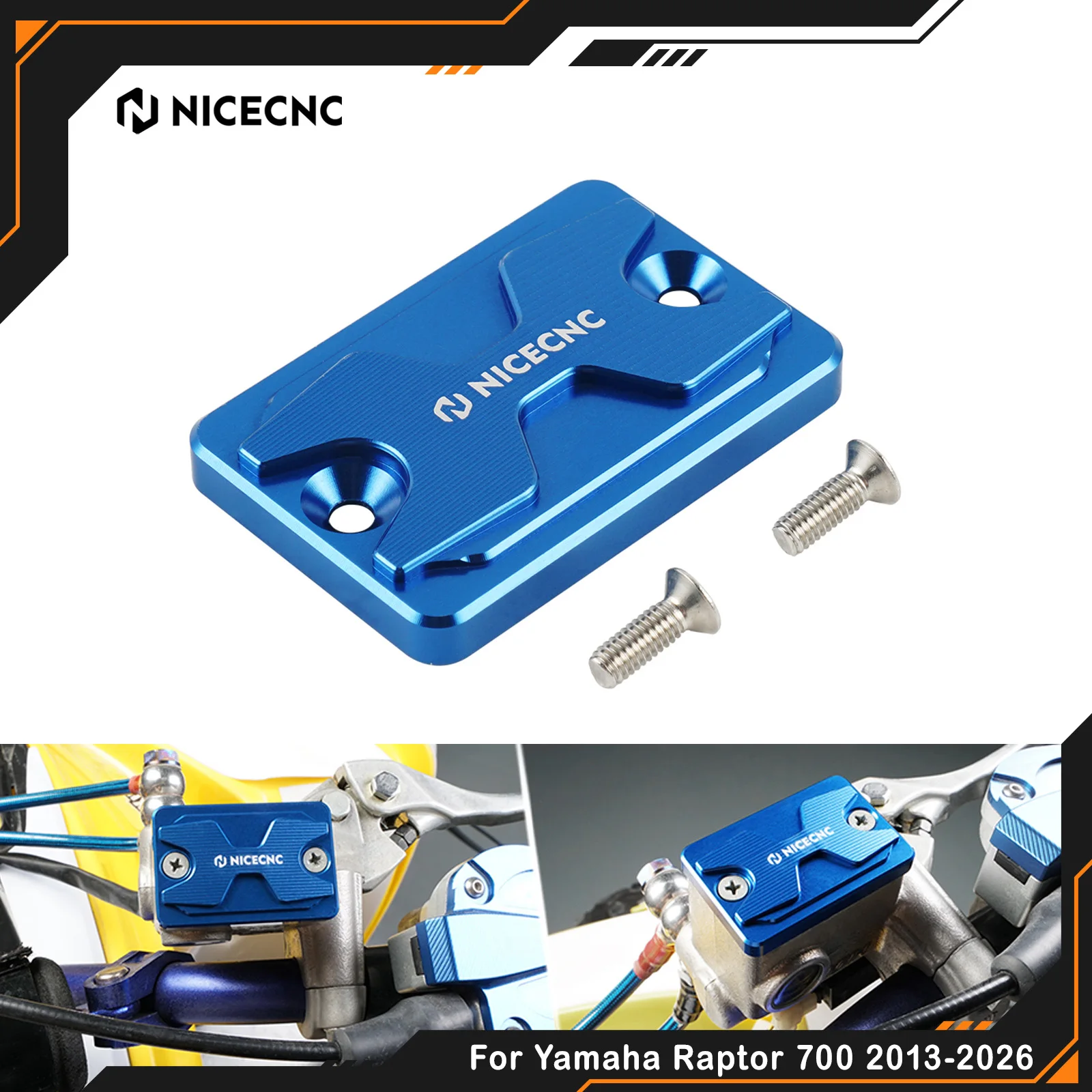 NICECNC For Yamaha Raptor 700 2013-2026 Front Brake Reservoir Fluid Cover YFZ450R TRX400X TRX700XX TRX250X 300X Grizzly Aluminum