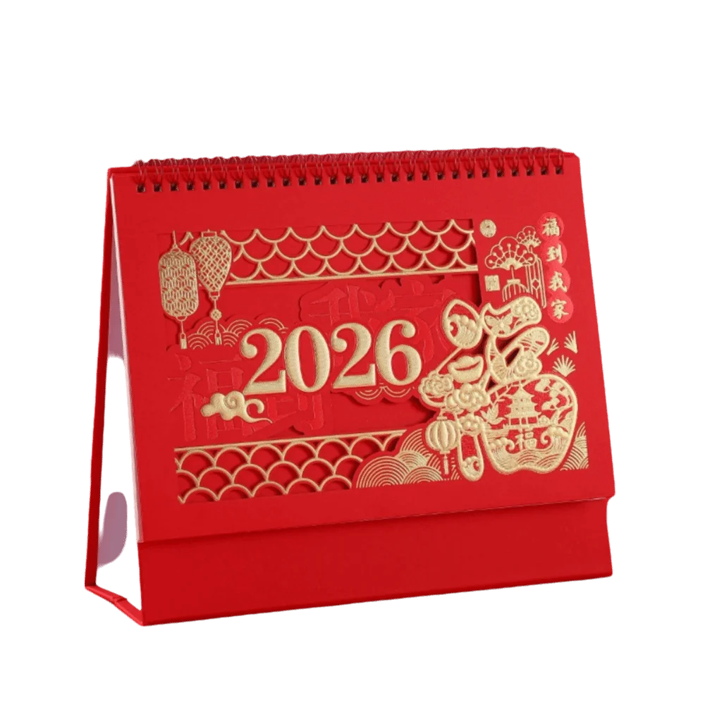 

Festive Calendar Traditional Standing Flip Desk Calendar Horse Year Blessing Words Desk Planner Zodiac Business Planner Gift