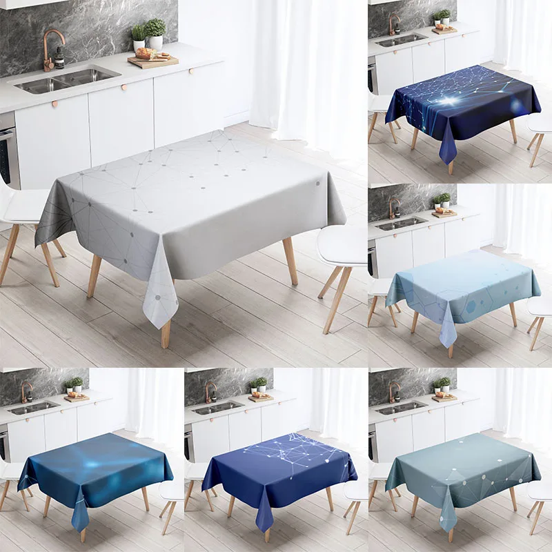 Geometric Line Tablecloth Home Decor Stain Resistant Waterproof Table Decoration Rectangular Kitchen Fireplace Countertop