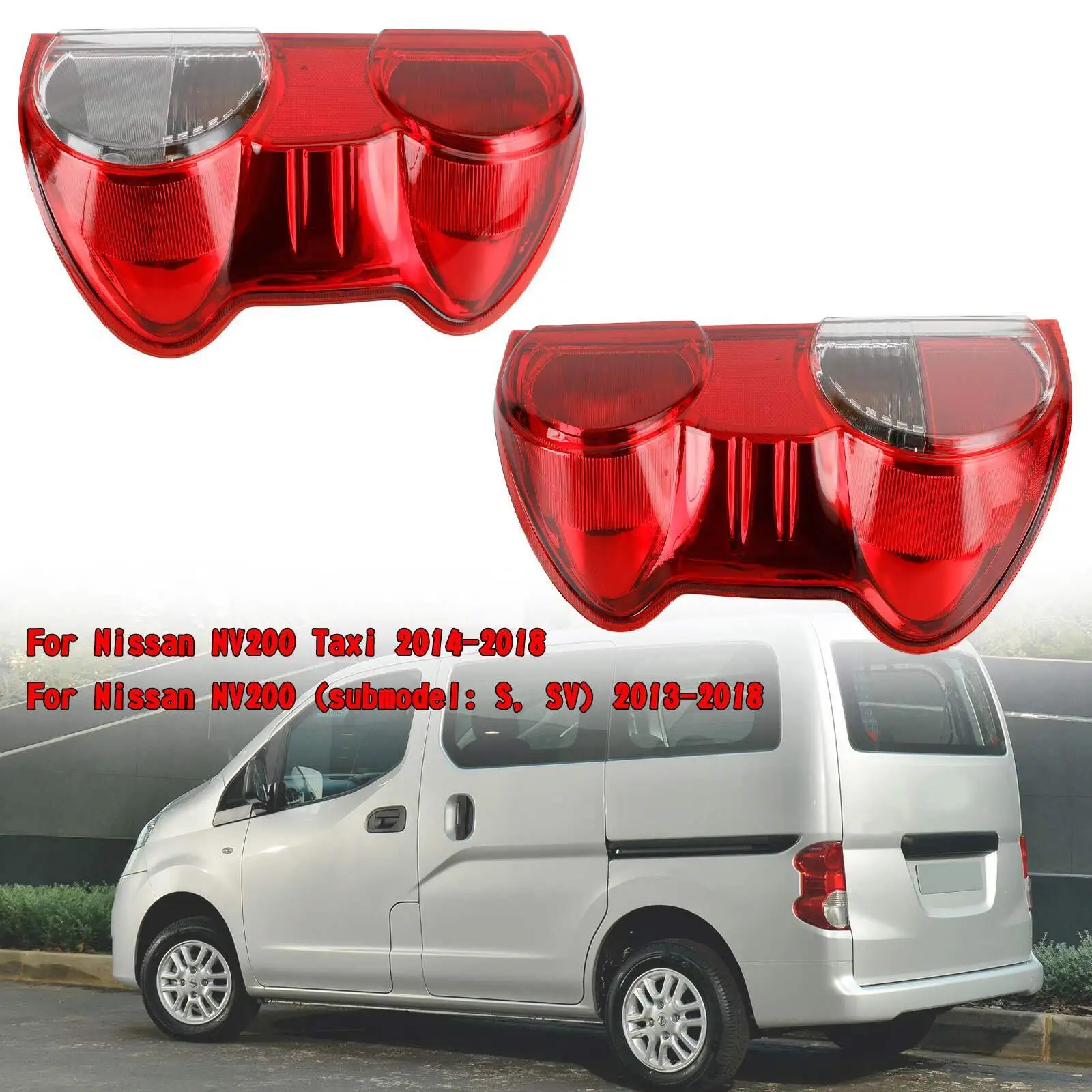 Left+Right Tail Light Rear Lamp Clear Red Lens For Nissan NV200 2013-18