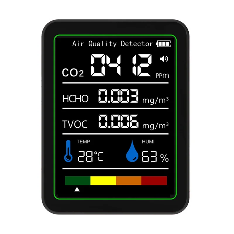 ELECT-TVOC HCHO كاشف MT05 داخلي مراقبة جودة الهواء USB قابلة للشحن CO2 متر جهاز قياس درجة الحرارة والرطوبة CO2 كاشف Bla