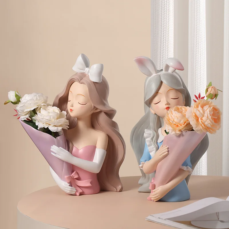 

Nordic Girls Storage Tray, Vase Resin Ornaments, Makeup Organizer, Holder for Keys, Candy Jewelry, Home Decor, Figurines Gift