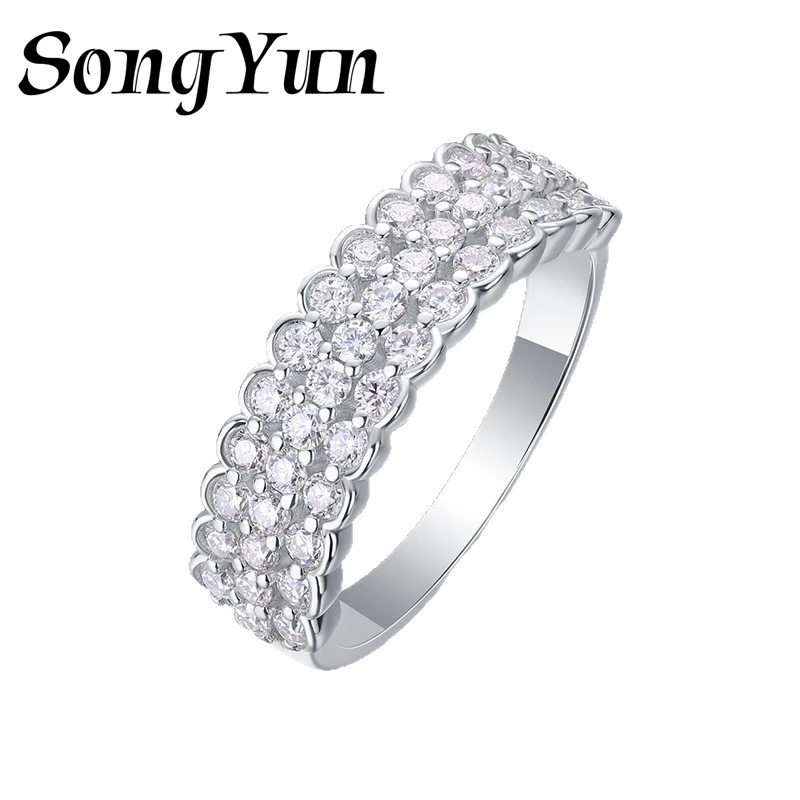 

SONGYUN Brand Jewelry 925 Sterling Silver Ring D Color Moissanite Chic Ring for Fiancee 18K Real Gold Plated MST Patent Rings