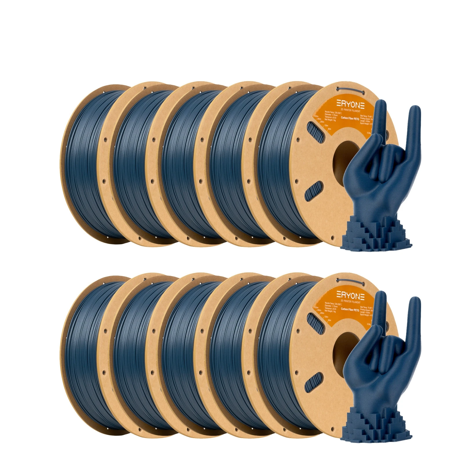ERYONE 10KG PETG Koolstofvezel Filament 1.75mm ±0.03mm Tolerantie voor FDM 3D Printer Hoge Sterkte 1KG/Spoel